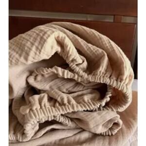 Quince Orgainc Cotton Airty Fitted Crib Sheet Gauze Dune NWOT #2